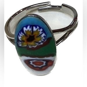 NEW Vintage cocktail ring Millefiori Adjustable
